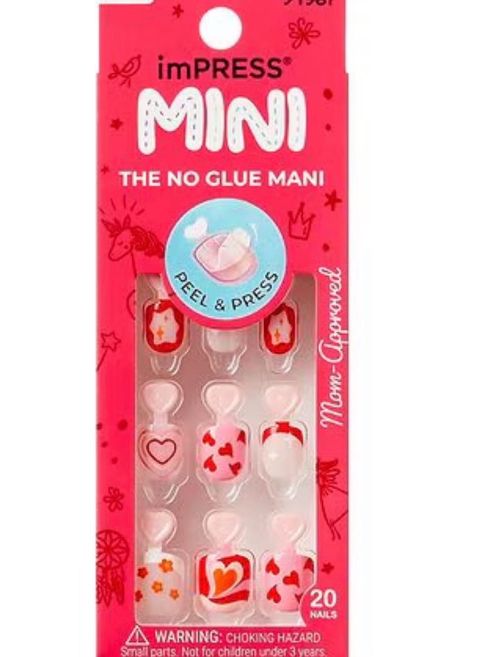 imPRESS MINI Pink Press-On Nails with Strawberry & Heart Accents